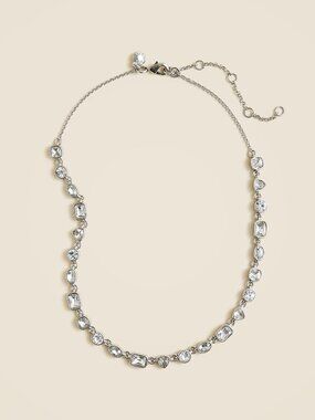J.Crew Crystal Station Necklace Silver-Tone NEW
